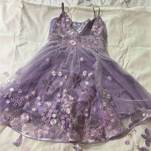 Fashion Nova lavender high low floral dress